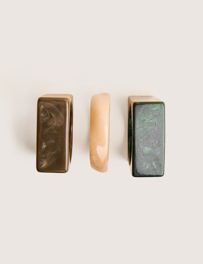 3 Pack Square Resin Bangle Set Multi
