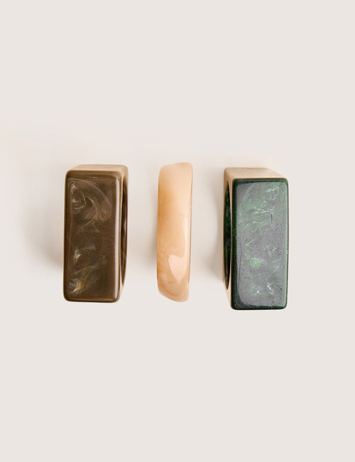 3 Pack Square Resin Bangle Set Multi