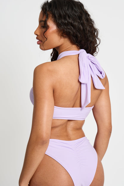 Flower Detail Bikini Bottoms Purple