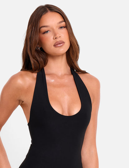 Halterneck Luxe Slinky Top Black