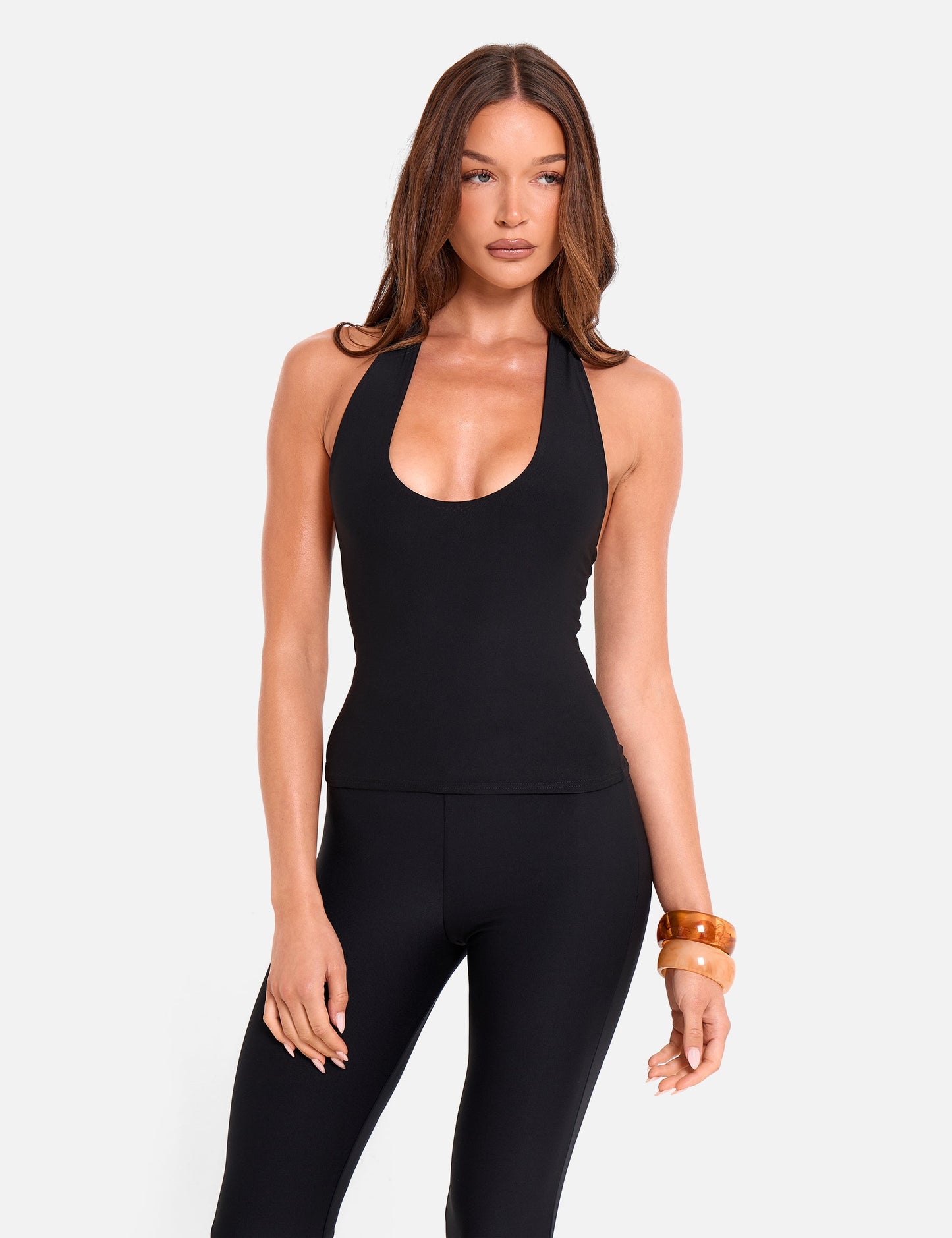 Halterneck Luxe Slinky Top Black