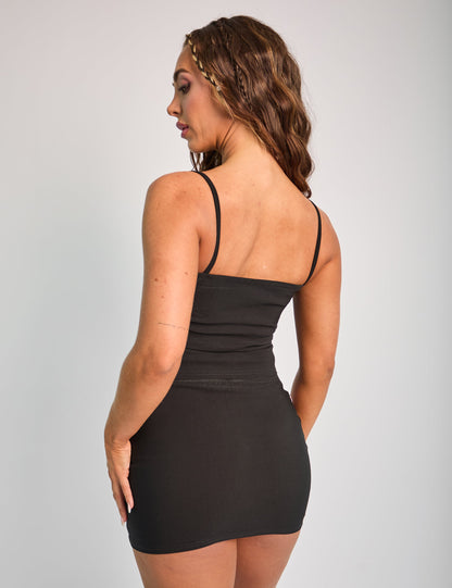 Lace Trim Cami Top Co Ord Black