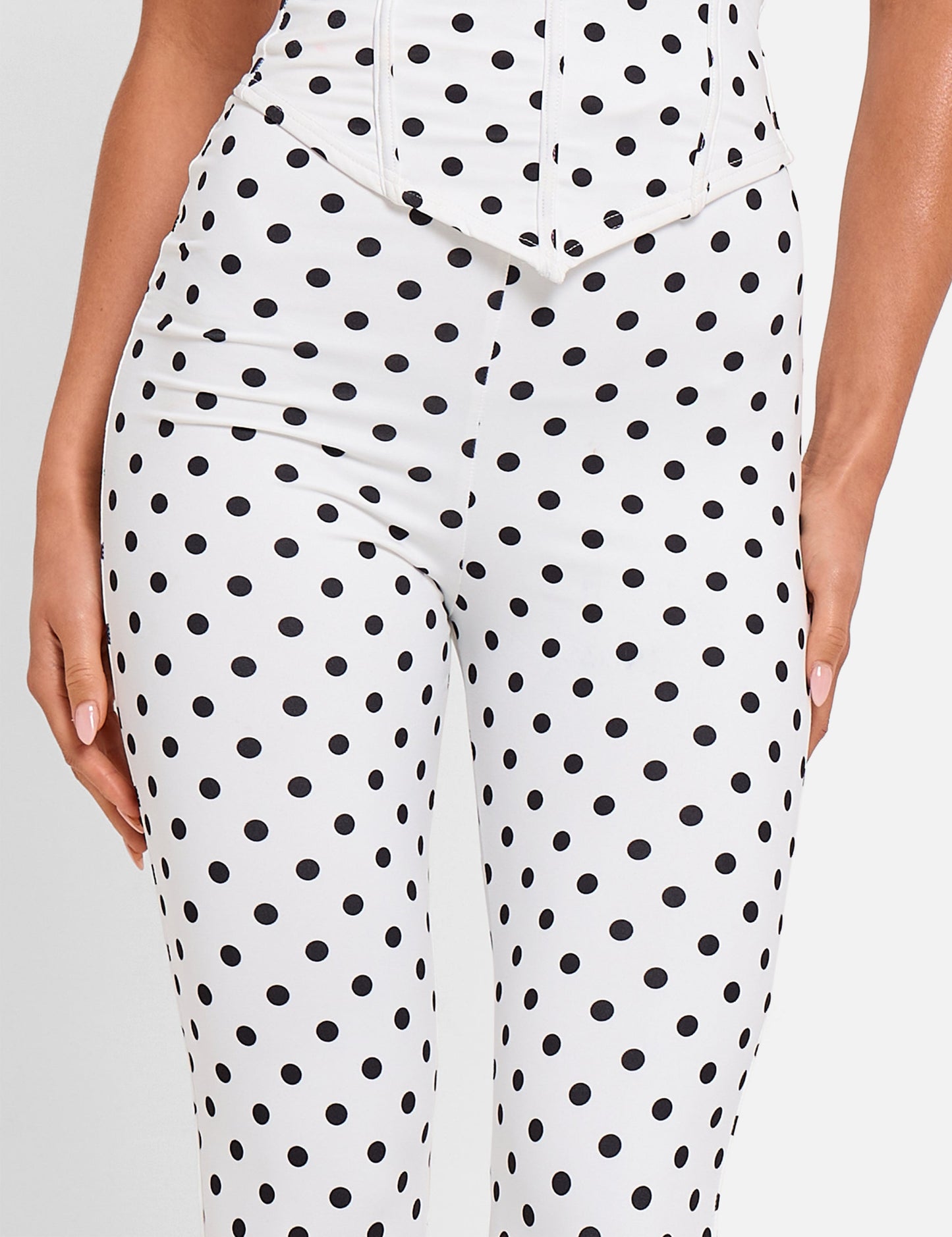 High Waist Luxe Slinky Capri Pants Polka Dot White & Black