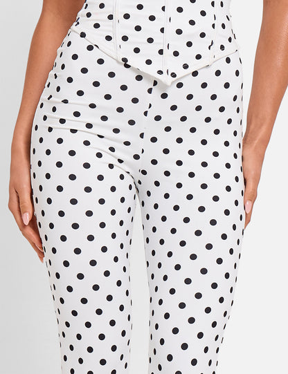High Waist Luxe Slinky Capri Pants Polka Dot White & Black