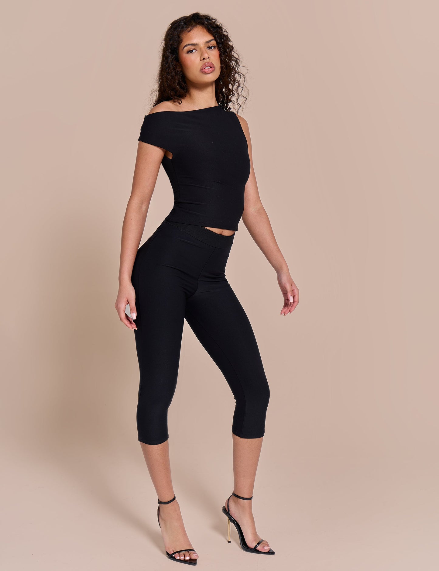 High Waist Luxe Slinky Capri Pants Black