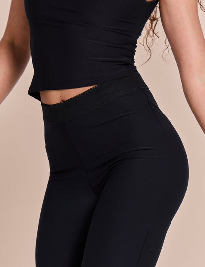 High Waist Luxe Slinky Capri Pants Black