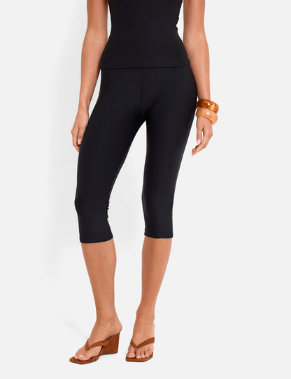 High Waist Luxe Slinky Capri Pants Black