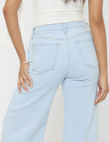 Mid Rise Wide Leg Jeans Light Blue