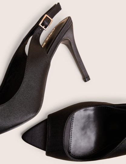 Reigns Black Peep Toe Court Heels