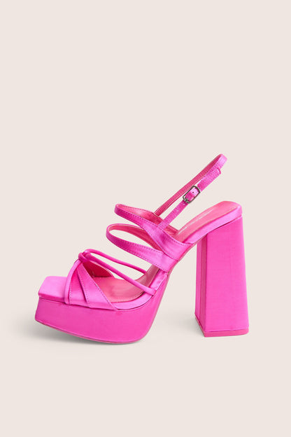 Renaissance Hot Pink Strappy Detail Platform Heels