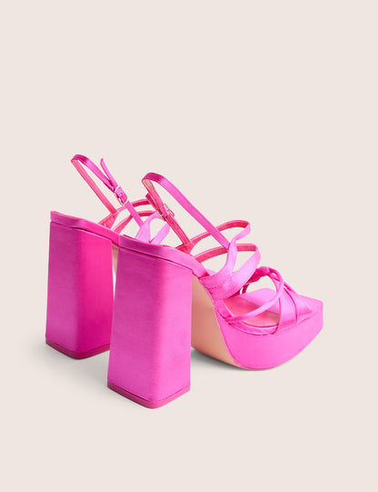 Renaissance Hot Pink Strappy Detail Platform Heels