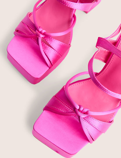 Renaissance Hot Pink Strappy Detail Platform Heels