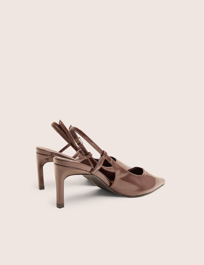 Salsa Chocolate Sling Back Pointed Toe Heels