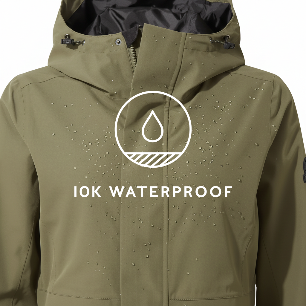 Saunter Womens Long Waterproof Jacket - Khaki