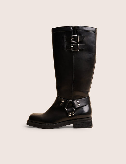 Sirius Black Vintage Buckle Knee Hight Flat Boots