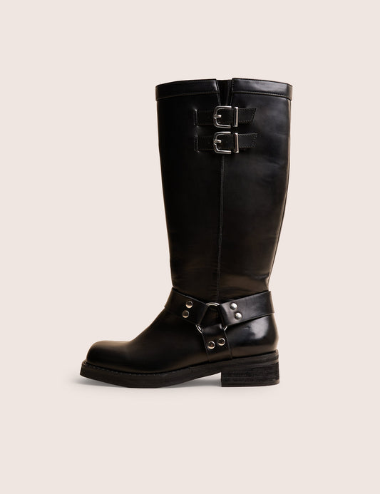 Sirius Black Vintage Buckle Knee Hight Flat Boots