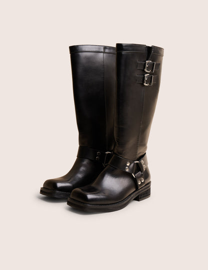 Sirius Black Vintage Buckle Knee Hight Flat Boots