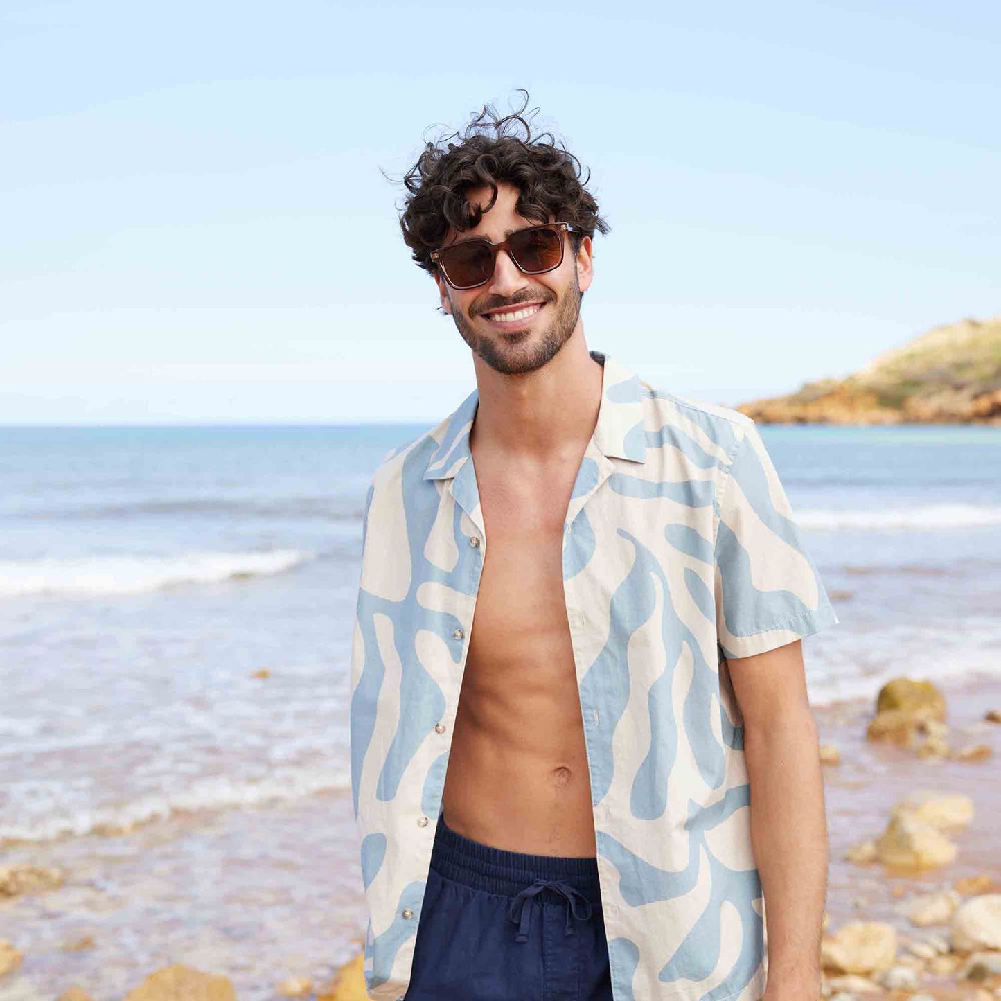 Strichen Mens Short Sleeve 100% Cotton Supersoft Shirt - Summer Sky