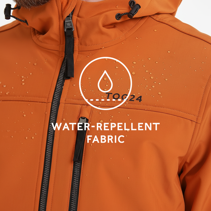 Truro Mens Hooded Softshell Jacket - Dark Orange