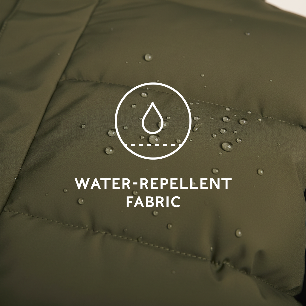 Tunnard Mens Short Shower Resistant Insulated Jacket - Khaki