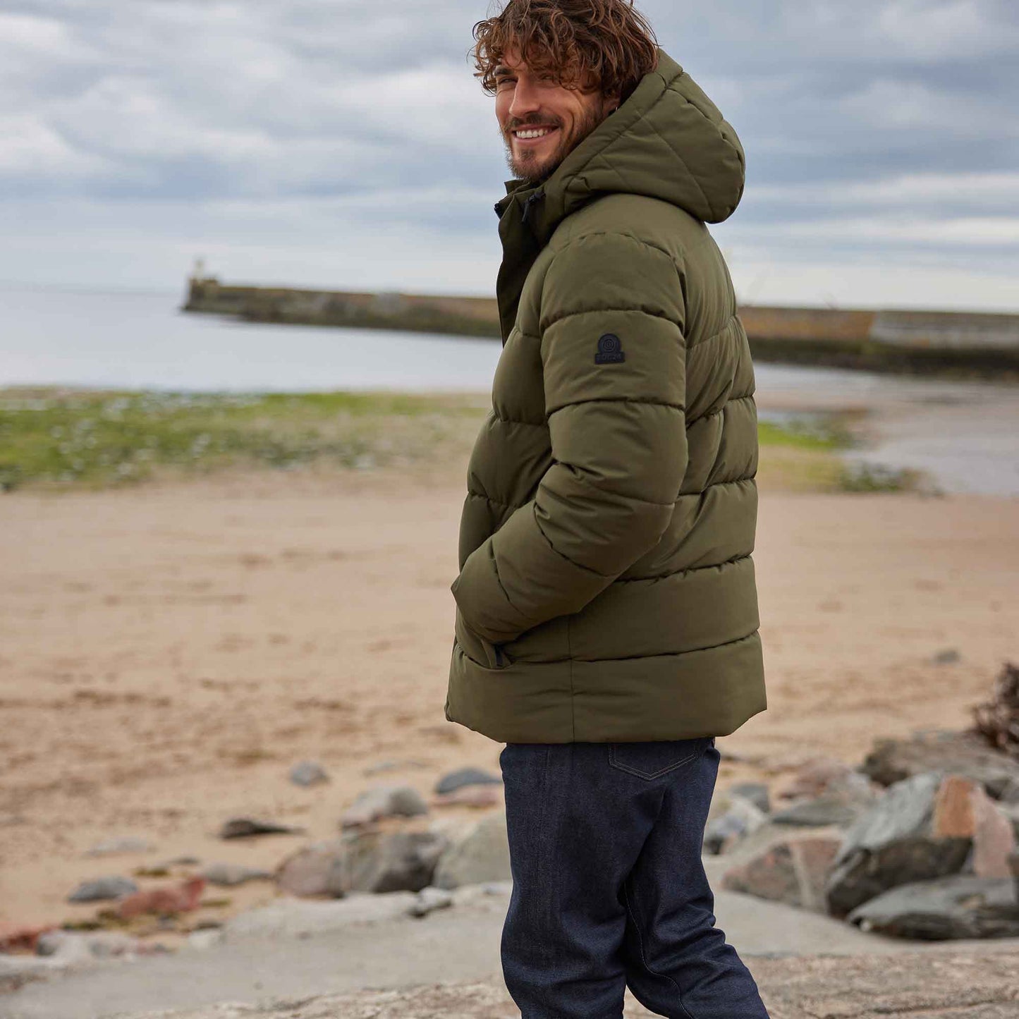 Tunnard Mens Short Shower Resistant Insulated Jacket - Khaki