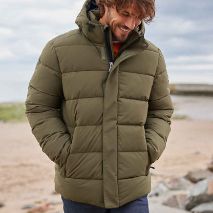 Tunnard Mens Short Shower Resistant Insulated Jacket - Khaki