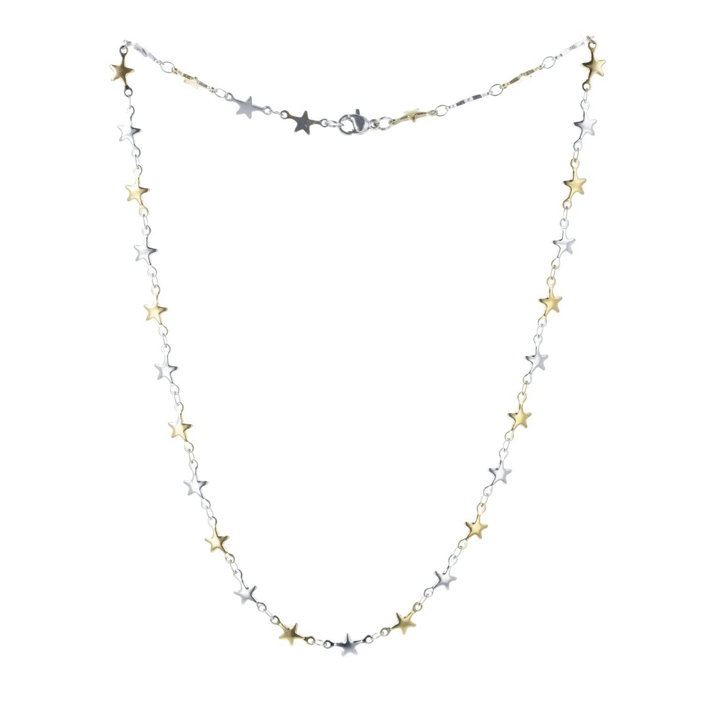 Two Toned Star Chain Necklace