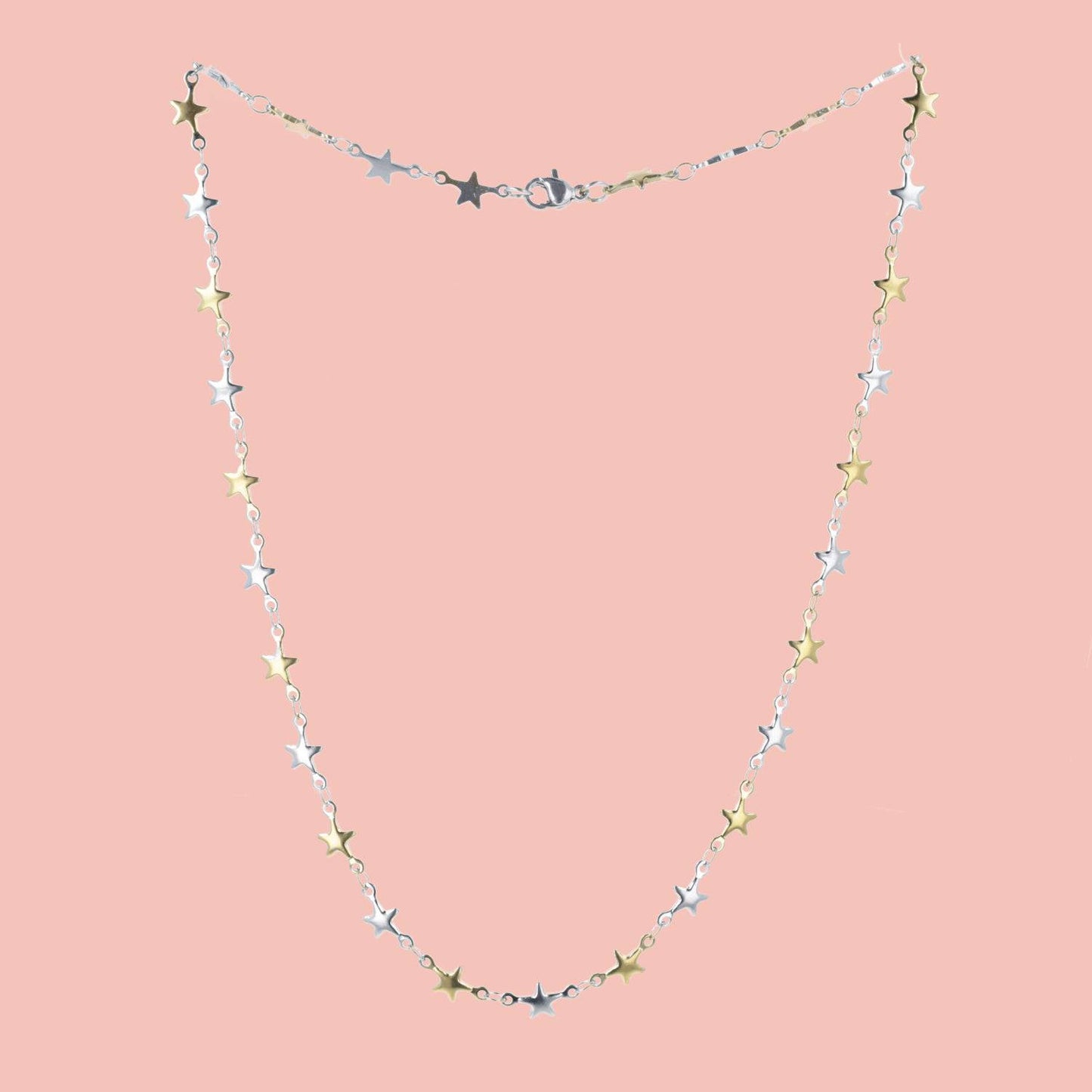 Two Toned Star Chain Necklace