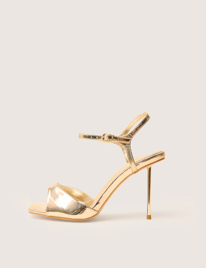 Vain Gold Mirror Pu Barley There Pencil Stiletto High Heels
