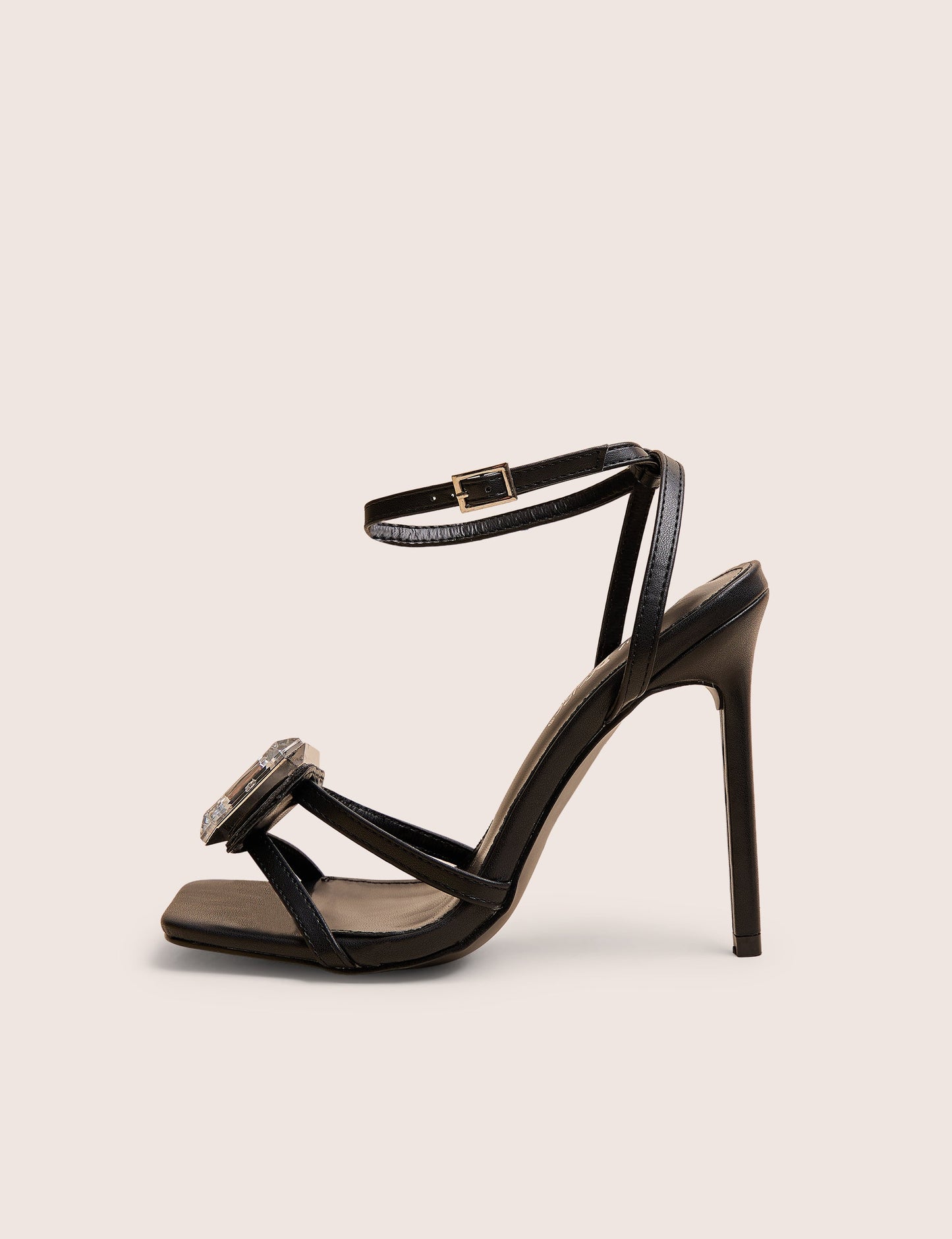 Vela Black Jewel Detail High Heel