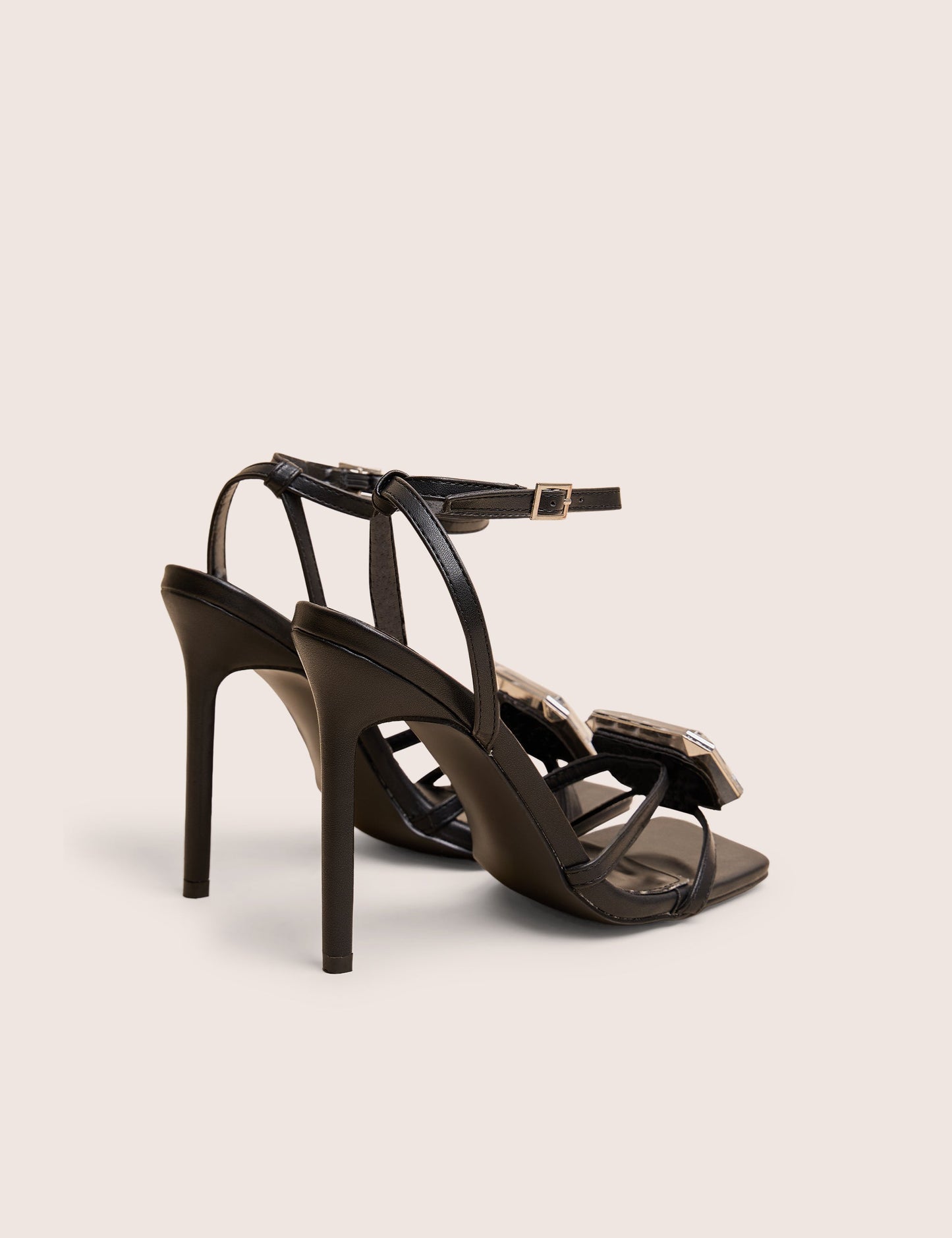 Vela Black Jewel Detail High Heel