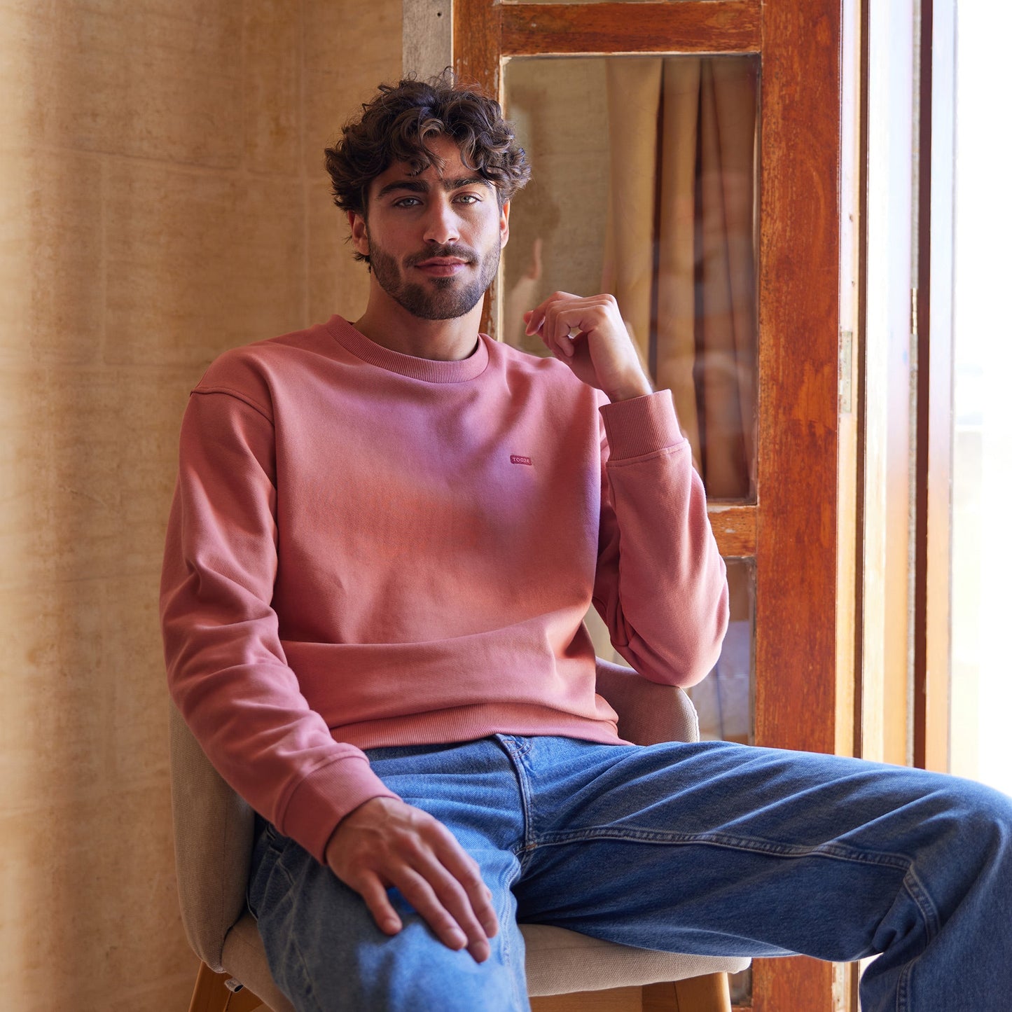 Warren Mens Relaxed Fit 100% Cotton Heavyweight Sweat - Redwood
