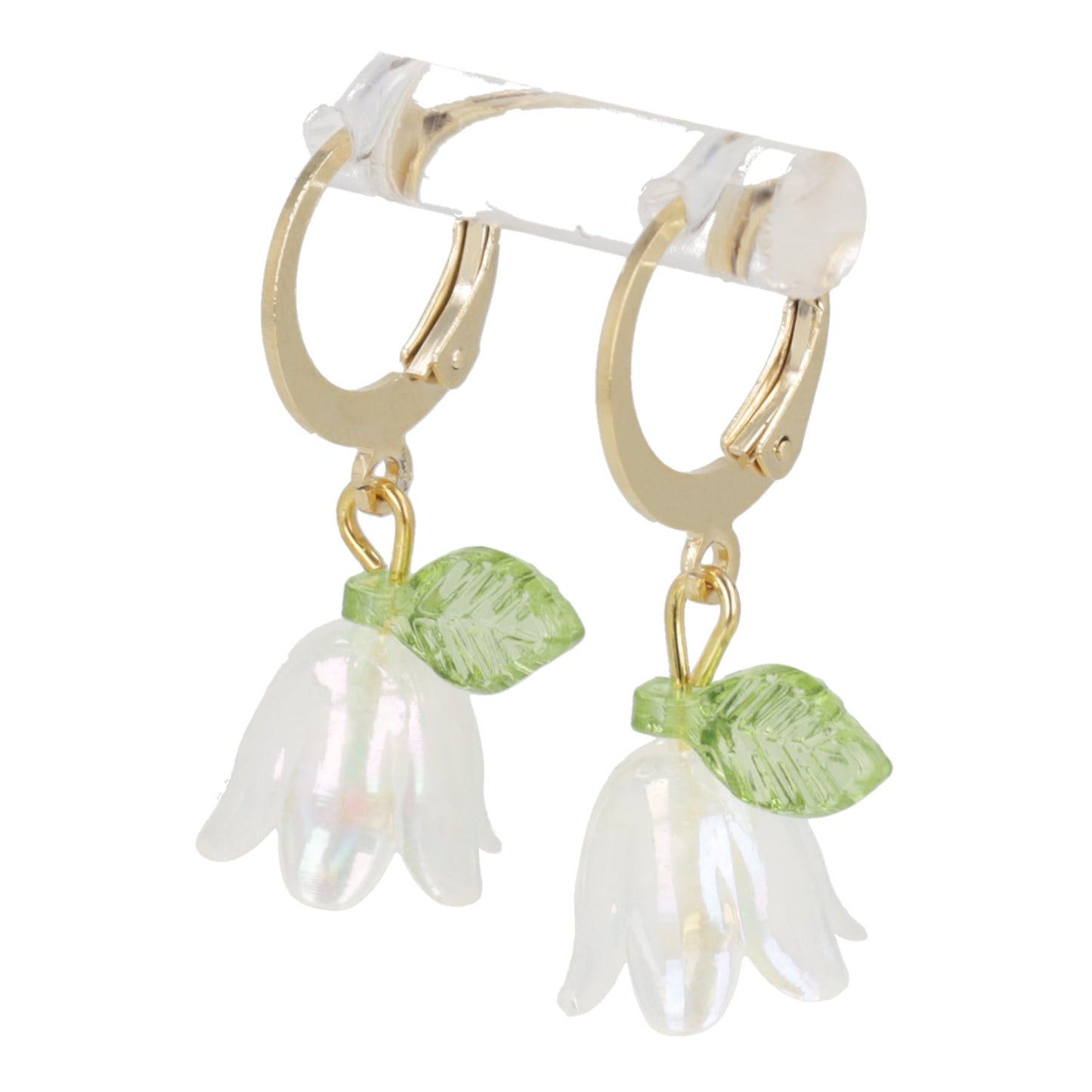White Bell Orchid Huggie Hoop Earrings