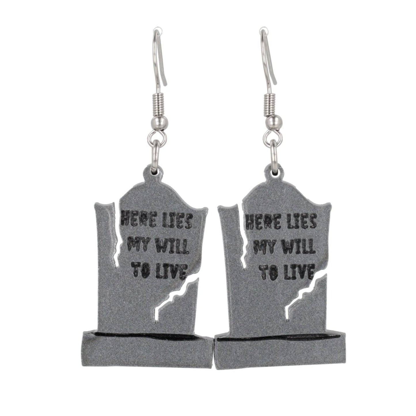 Will To Live Grave Stone Earrings