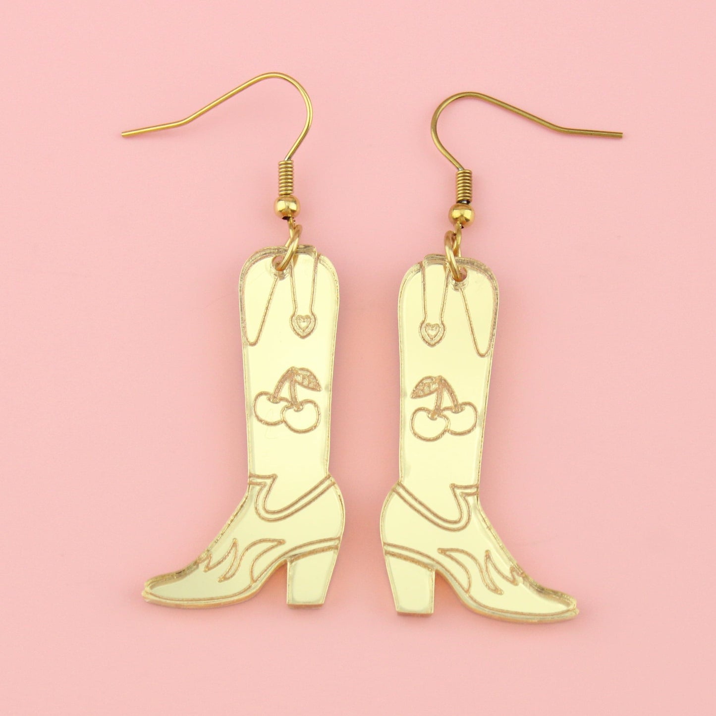 Working 9-5 Gold Cowgirl Boot Earrings