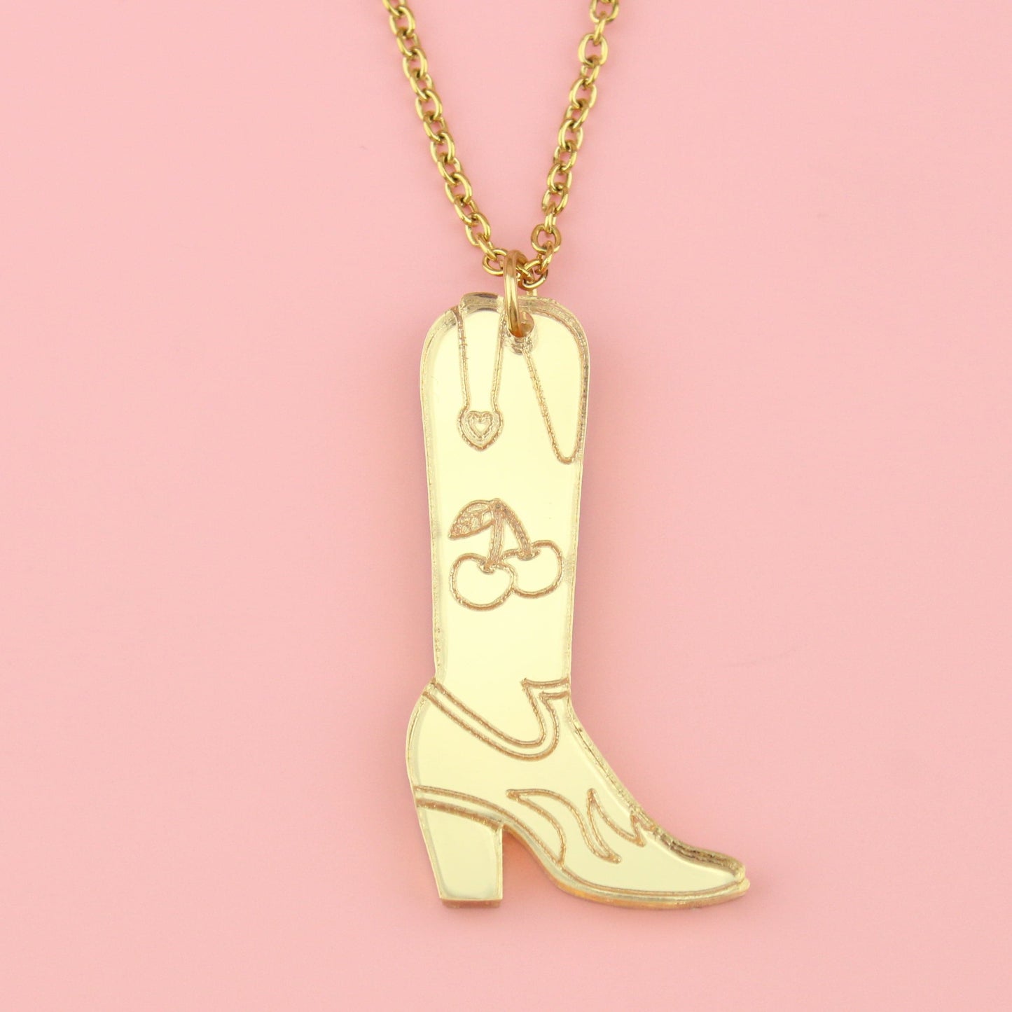 Working 9-5 Gold Cowgirl Boot Necklace