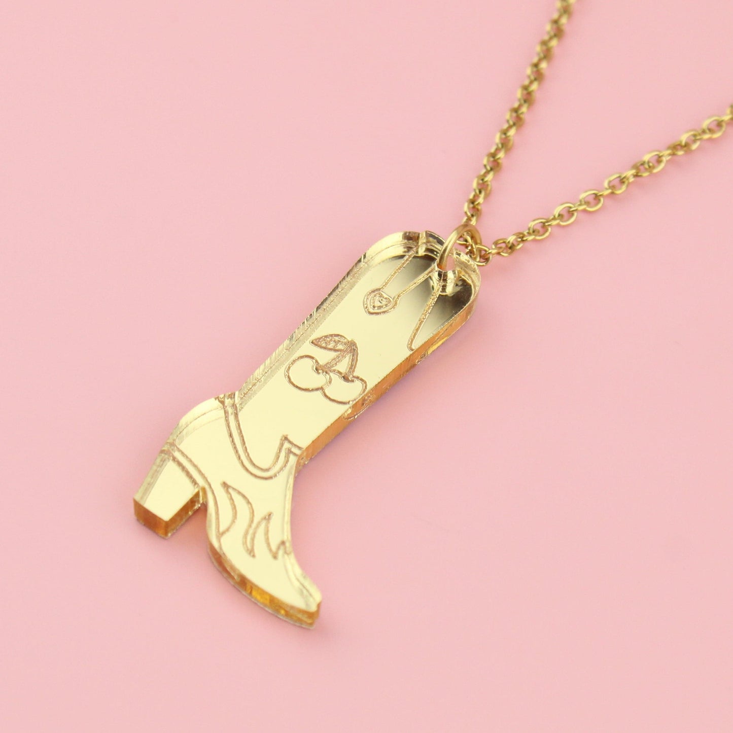 Working 9-5 Gold Cowgirl Boot Necklace