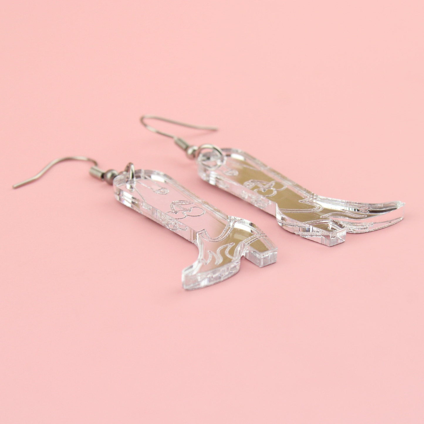 Working 9-5 Silver Cowgirl Boot Earrings