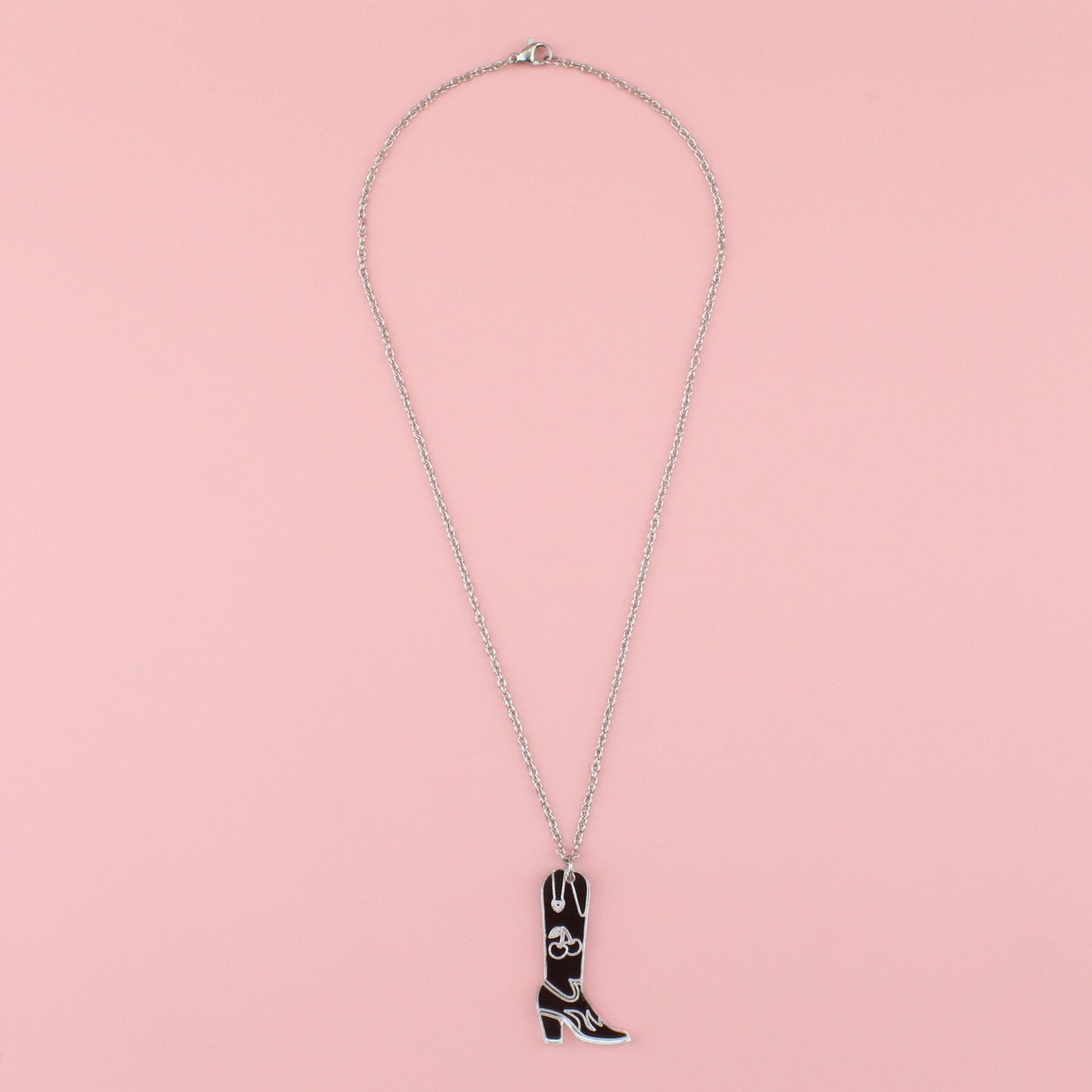 Working 9-5 Silver Cowgirl Boot Necklace