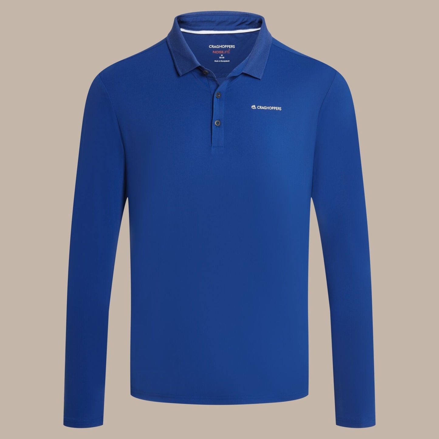 Craghoppers Mens NosiLife Bramshaw Golf Long Sleeve Polo Shirt