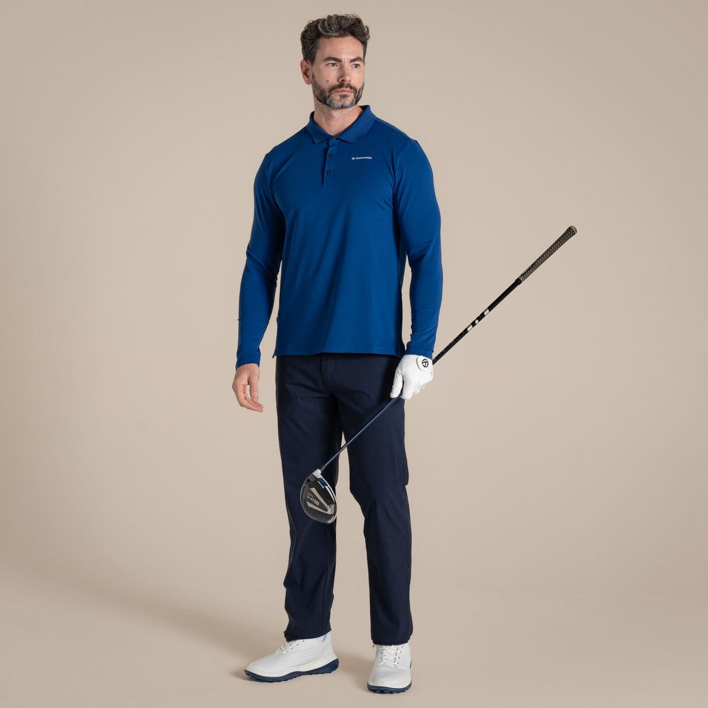 Craghoppers Mens NosiLife Bramshaw Golf Long Sleeve Polo Shirt