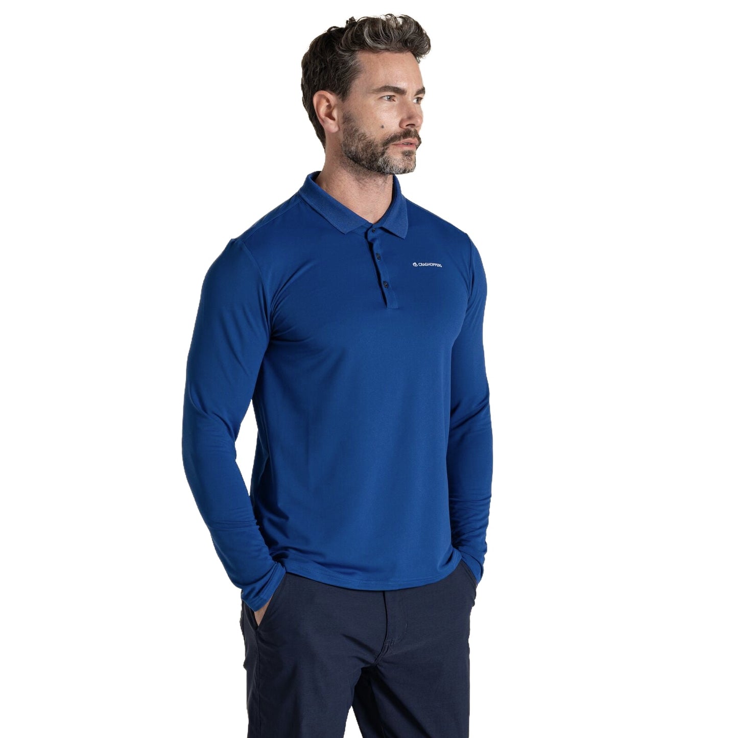 Craghoppers Mens NosiLife Bramshaw Golf Long Sleeve Polo Shirt