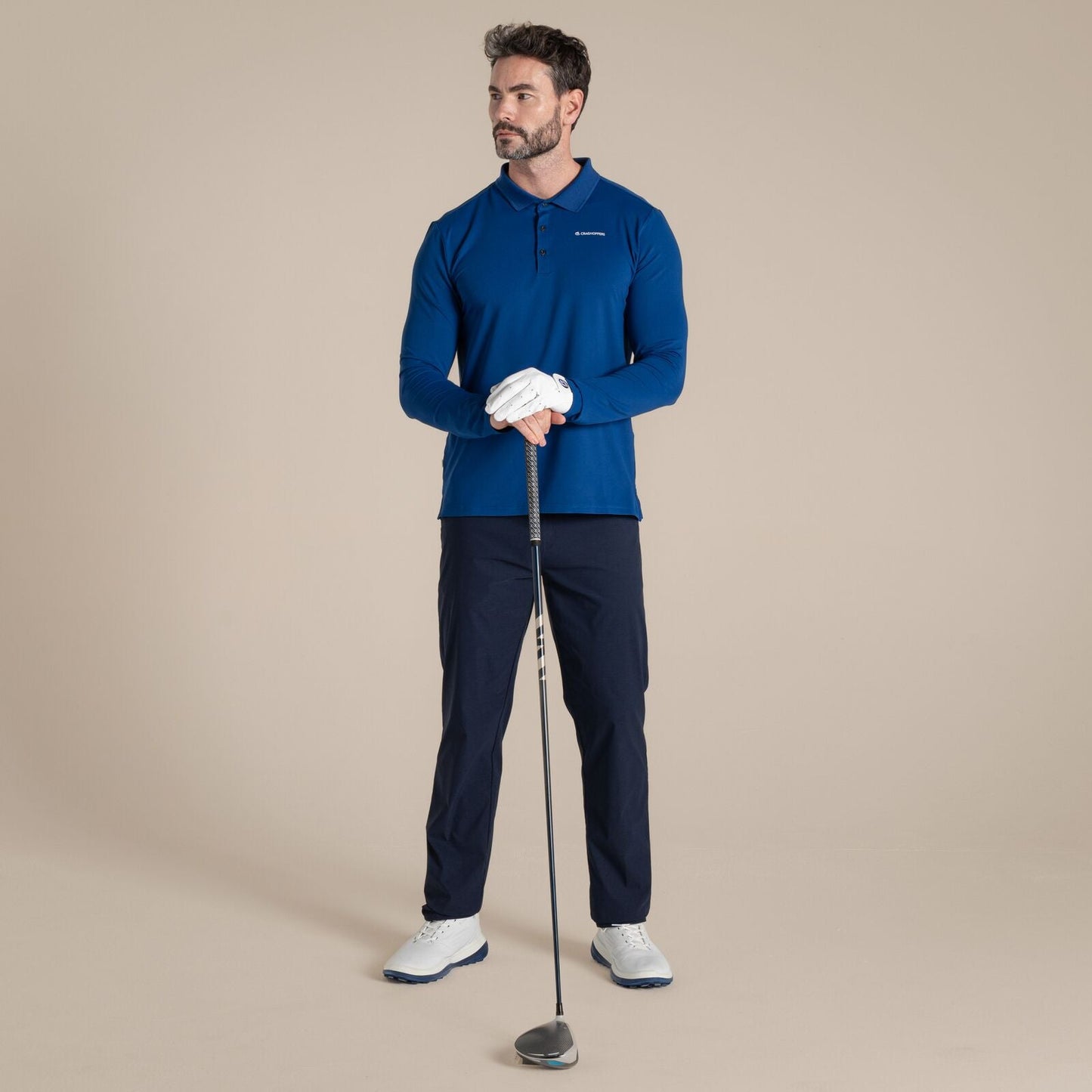 Craghoppers Mens NosiLife Bramshaw Golf Long Sleeve Polo Shirt