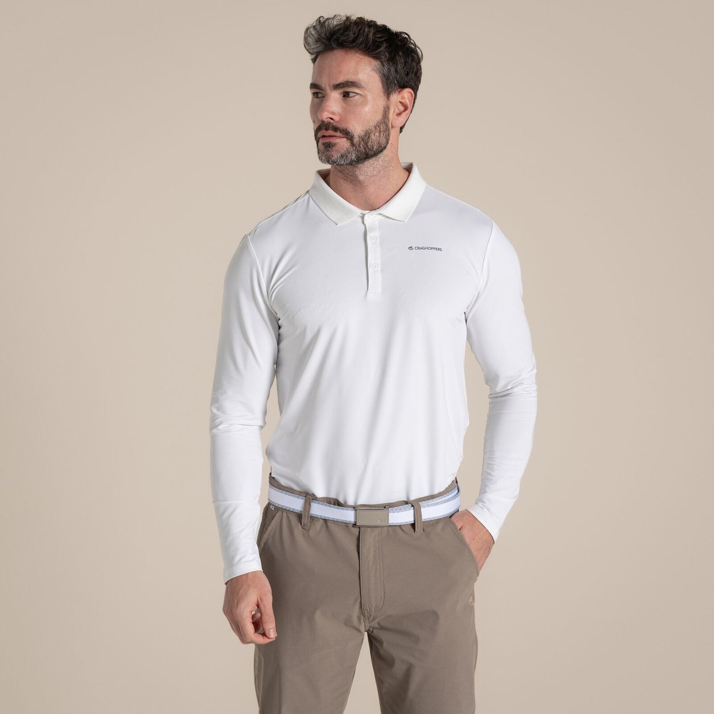 Craghoppers Mens NosiLife Bramshaw Golf Long Sleeve Polo Shirt