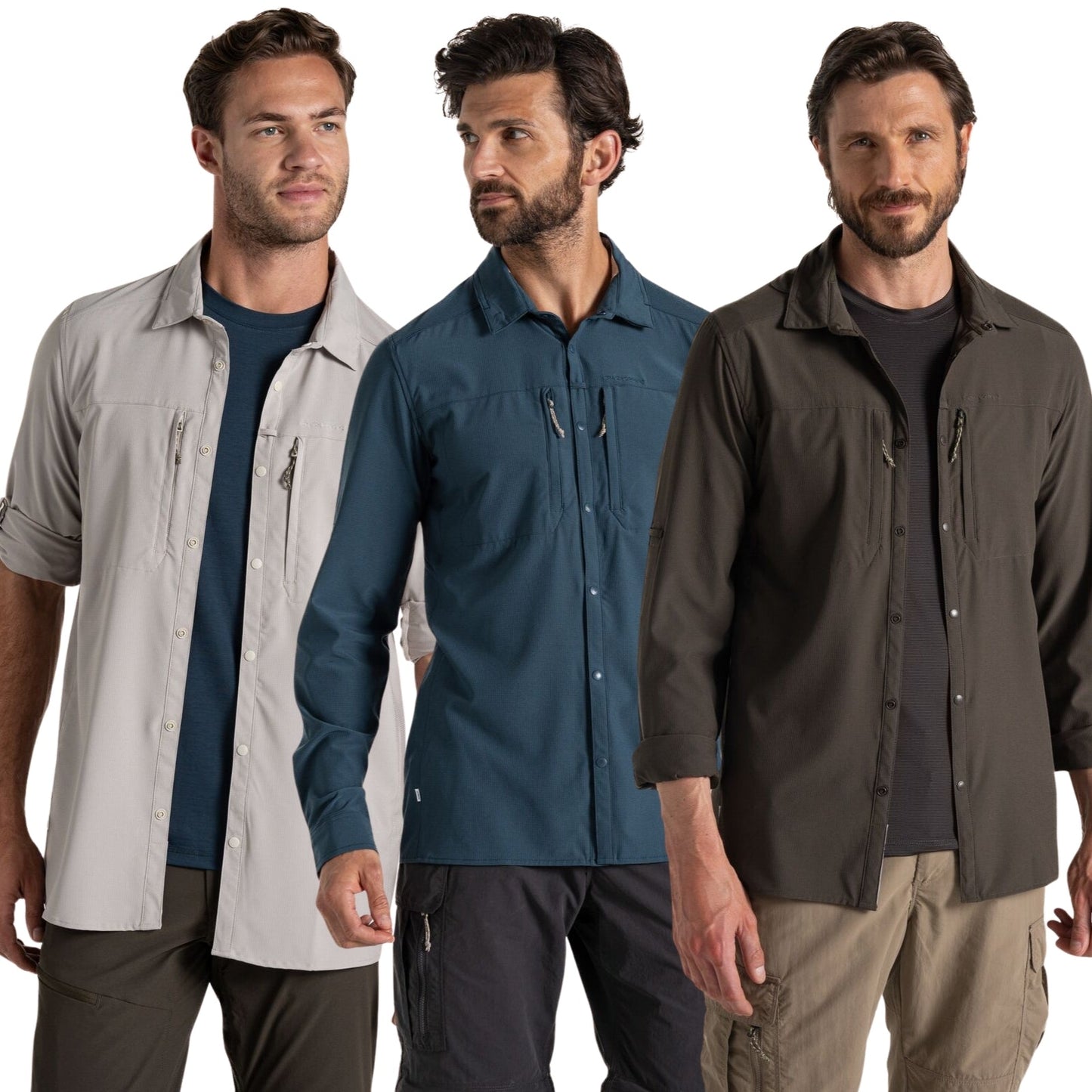 Craghoppers Mens NosiLife Pro V UPF Long Sleeve Shirt