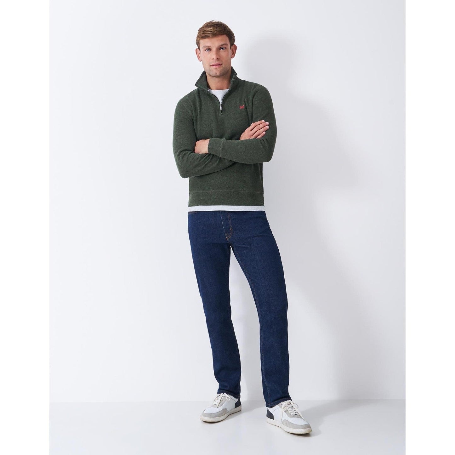 Crew Clothing Mens French Rib Half Zip Sweatshirt