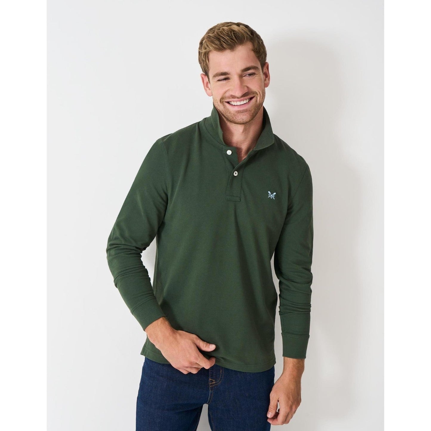 Crew Clothing Mens Pique Long Sleeve Polo Shirt