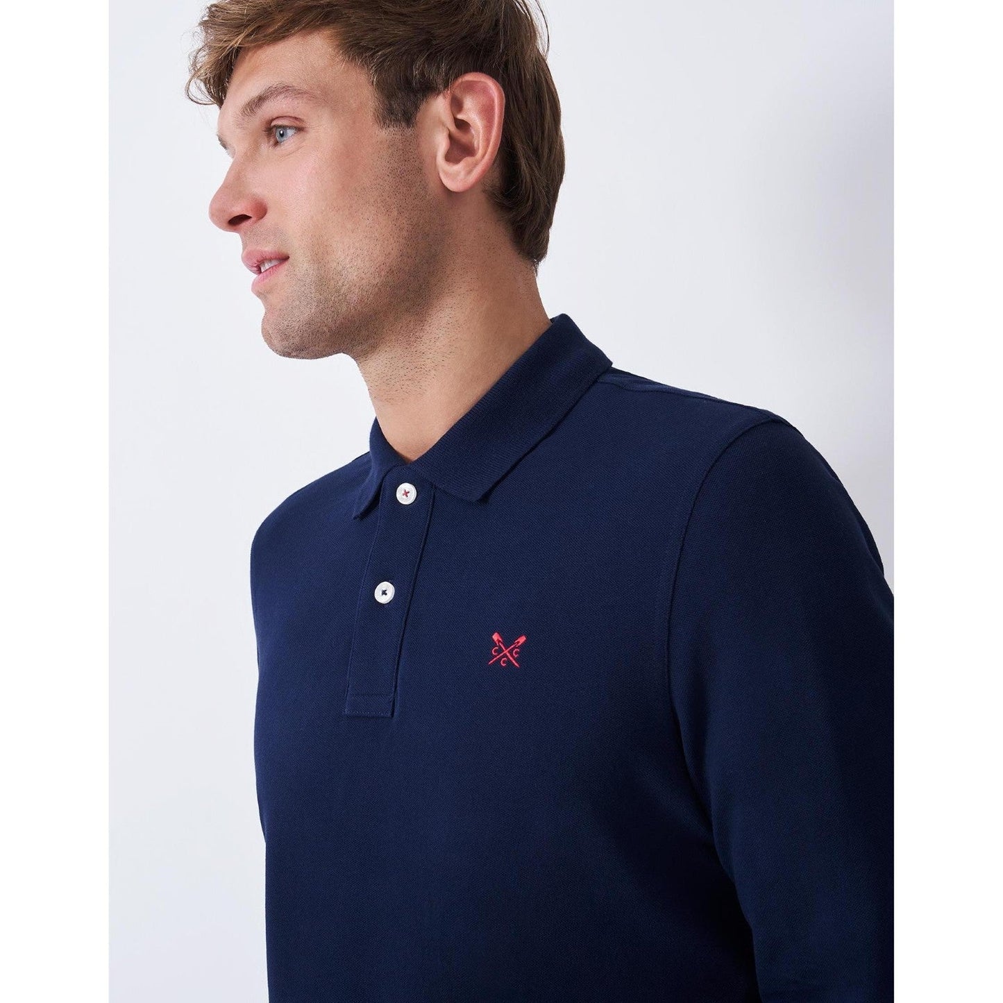 Crew Clothing Mens Pique Long Sleeve Polo Shirt