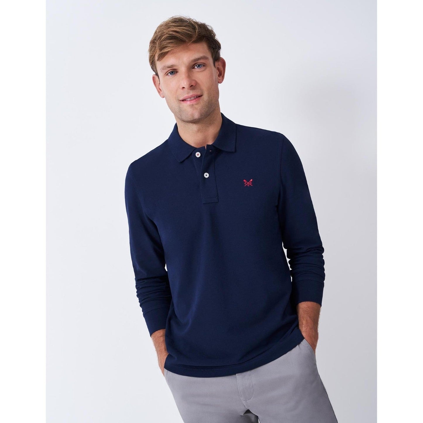 Crew Clothing Mens Pique Long Sleeve Polo Shirt