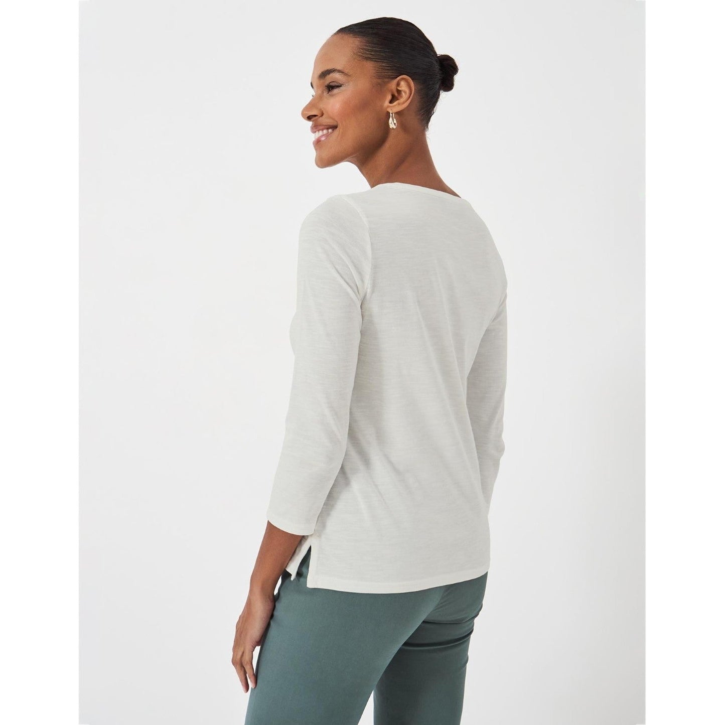 Crew Clothing Mens 3/4 Sleeve Perfect Slub Crew Neck Sweatshirt